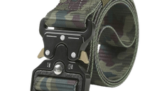 Curea tactica de supravietuire, 120 cm, din panza cu catarama Quick Realase, verde militar