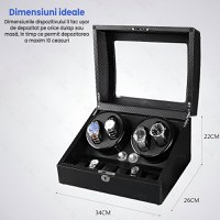 Cutie intors ceasuri automatice premium GlowforHome, Watch Winder, 4 spatii rotire si 6 sloturi depozitare - 3