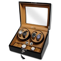 Cutie intors ceasuri automatice premium GlowforHome, Watch Winder, 4 spatii rotire si 6 sloturi depozitare - 1