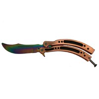 Cutit - Briceag fluture - Balisong - Butterfly cu design multicolor, 24 cm, bronz - 2