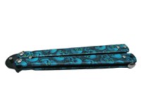 Cutit, Briceag fluture, Butterfly, Happy Blue Skulls, pentru antrenament, 22 cm - 2