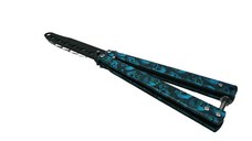 Cutit, Briceag fluture, Butterfly, Happy Blue Skulls, pentru antrenament, 22 cm