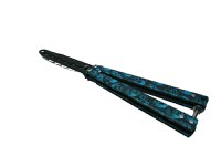 Cutit, Briceag fluture, Butterfly, Happy Blue Skulls, pentru antrenament, 22 cm - 1