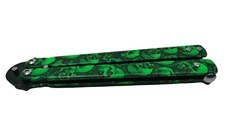 Cutit, Briceag fluture, Butterfly, Happy Green Skulls, pentru antrenament, 22 cm