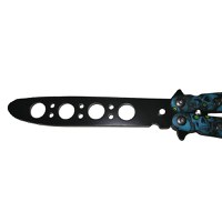 Cutit, Briceag fluture, Butterfly, Scared Skulls, pentru antrenament, 22 cm, albastru - 3