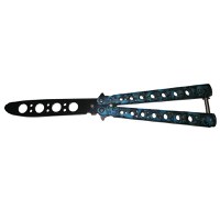 Cutit, Briceag fluture, Butterfly, Scared Skulls, pentru antrenament, 22 cm, albastru - 1