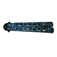 Cutit, Briceag fluture, Butterfly, Scared Skulls, pentru antrenament, 22 cm, albastru - 4