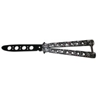 Cutit, Briceag fluture, Butterfly, Scared Skulls, pentru antrenament, 22 cm, gri - 2