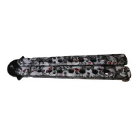 Cutit, Briceag fluture, Butterfly, Scared Skulls, pentru antrenament, 22 cm, gri - 4