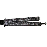 Cutit, Briceag fluture, Butterfly, Scared Skulls, pentru antrenament, 22 cm, gri - 5