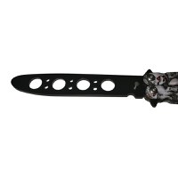 Cutit, Briceag fluture, Butterfly, Scared Skulls, pentru antrenament, 22 cm, gri - 1