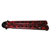Cutit, Briceag fluture, Butterfly, Scared Skulls, pentru antrenament, 22 cm, rosu - 3