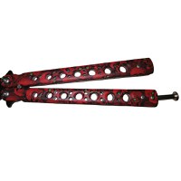 Cutit, Briceag fluture, Butterfly, Scared Skulls, pentru antrenament, 22 cm, rosu - 5