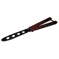Cutit, Briceag fluture, Butterfly, Scared Skulls, pentru antrenament, 22 cm, rosu - 4