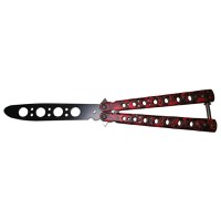 Cutit, Briceag fluture, Butterfly, Scared Skulls, pentru antrenament, 22 cm, rosu - 2