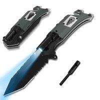 Cutit de buzunar multifunctional 9 in 1, pliabil, lumina LED, 21 cm - 2