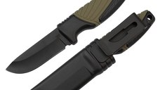 Cutit de vanatoare IdeallStore®, Adventure Touring, otel inoxidabil, 16.5 cm, negru, teaca inclusa