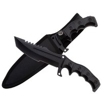 Cutit de vanatoare IdeallStore®, Dark Element, 30.5 cm, otel inoxidabil, negru - 1