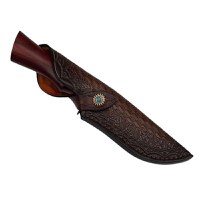 Cutit de vanatoare, IdeallStore®, Fixed Blade, Husa Piele, Otel Damasc - 4