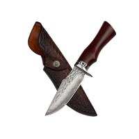 Cutit de vanatoare, IdeallStore®, Fixed Blade, Husa Piele, Otel Damasc - 1