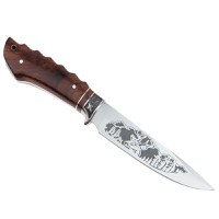 Cutit de vanatoare IdeallStore®, Mountain Stag , argintiu, 27.5 cm, teaca textila inclusa - 2