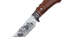 Cutit de vanatoare IdeallStore®, Mountain Stag , argintiu, 27.5 cm, teaca textila inclusa