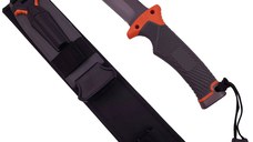Cutit de vanatoare IdeallStore®, Survival King, 25 cm, otel inoxidabil, portocaliu, husa inclusa