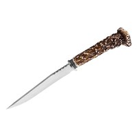 Cutit de vanatoare Stag Antlers, 30 cm, teaca cordura, maro - 3