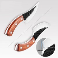 Cutit japonez lucrat manual, otel carbon, 24.5 cm, maro, teaca piele inclusa - 6