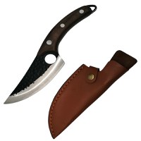 Cutit japonez lucrat manual, otel inoxidabil, 27.5 cm, maro, teaca piele inclusa - 8