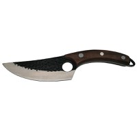 Cutit japonez lucrat manual, otel inoxidabil, 27.5 cm, maro, teaca piele inclusa - 7