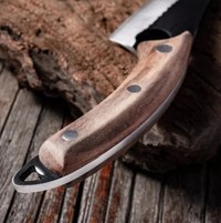 Cutit japonez lucrat manual, otel inoxidabil, 27.5 cm, maro, teaca piele inclusa - 2