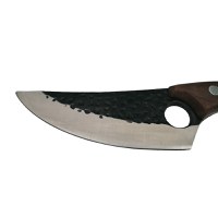 Cutit japonez lucrat manual, otel inoxidabil, 27.5 cm, maro, teaca piele inclusa - 6