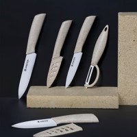 Cutit santoku AMBITION Skiv, 15 cm, lama ceramica, alb - 2
