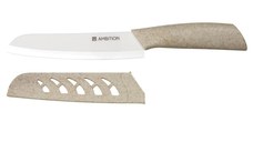 Cutit santoku AMBITION Skiv, 15 cm, lama ceramica, alb