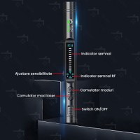 Detector Aparate Spionaj si camere ascunse, GlowforHome, Microfoane, Localizatoare GPS, Reportofoane, 1-8000MHZ, negru - 4