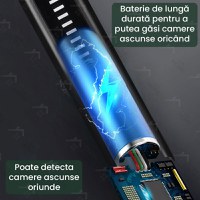 Detector Aparate Spionaj si camere ascunse, GlowforHome, Microfoane, Localizatoare GPS, Reportofoane, 1-8000MHZ, negru - 9
