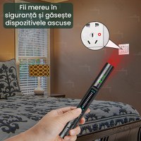 Detector Aparate Spionaj si camere ascunse, GlowforHome, Microfoane, Localizatoare GPS, Reportofoane, 1-8000MHZ, negru - 2