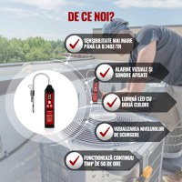 Detector de precizie ridicata a scurgerilor/ pierderilor de freon din sisteme Hvac, Auto etc., cu afisaj LCD, Rosu/Negru - 5