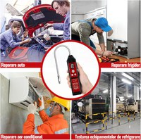 Detector de precizie ridicata a scurgerilor/ pierderilor de freon din sisteme Hvac, Auto etc., cu afisaj LCD, Rosu/Negru - 4