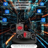 Detector profesional aparate spionaj, K99, camere, microfoane, localizatoare GPS sau GSM, autonomie 10h, LCD, functie AI - 6
