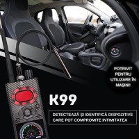 Detector profesional aparate spionaj, K99, camere, microfoane, localizatoare GPS sau GSM, autonomie 10h, LCD, functie AI - 1