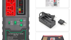 Detector Tester de Relee Auto Wireless Techstar® CNBJ-722, pentru 12V/24V , Compatibil cu Relee 4 si 5 Pini, Afisaj