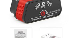 Diagnoza auto OBD2 KONNWEI KW901, Bluetooth 5.0, Buton ON-OFF, compatibil Android iOS, ELM 327 OBDII, Negru/Rosu
