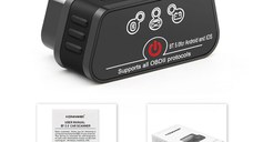 Diagnoza auto OBD2 KONNWEI KW901, Bluetooth 5.0, Buton ON-OFF, compatibil Android iOS, ELM 327 OBDII, Negru