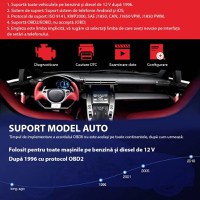 Diagnoza Auto OBD2 KONNWEI KW905, Bluetooth 5.0, Buton ON-OFF, Compatibil Android IOS, ELM 327 OBDII, Rosu - 6