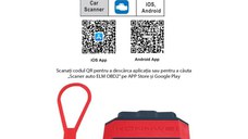 Diagnoza Auto OBD2 KONNWEI KW906, Bluetooth 5.0, Buton ON-OFF, Compatibil Android IOS, ELM 327 OBDII, Rosu