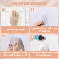 Dispenser automat pentru sapun lichid cu spuma, oglinda iluminata LED, GlowforHome, Senzor miscare, 1500mAh, USB-C, Alb - 2
