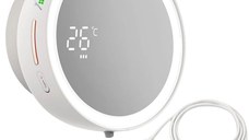 Dispenser automat pentru sapun lichid cu spuma, oglinda iluminata LED, GlowforHome, Senzor miscare, 1500mAh, USB-C, Alb