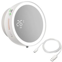 Dispenser automat pentru sapun lichid cu spuma, oglinda iluminata LED, GlowforHome, Senzor miscare, 1500mAh, USB-C, Alb - 1